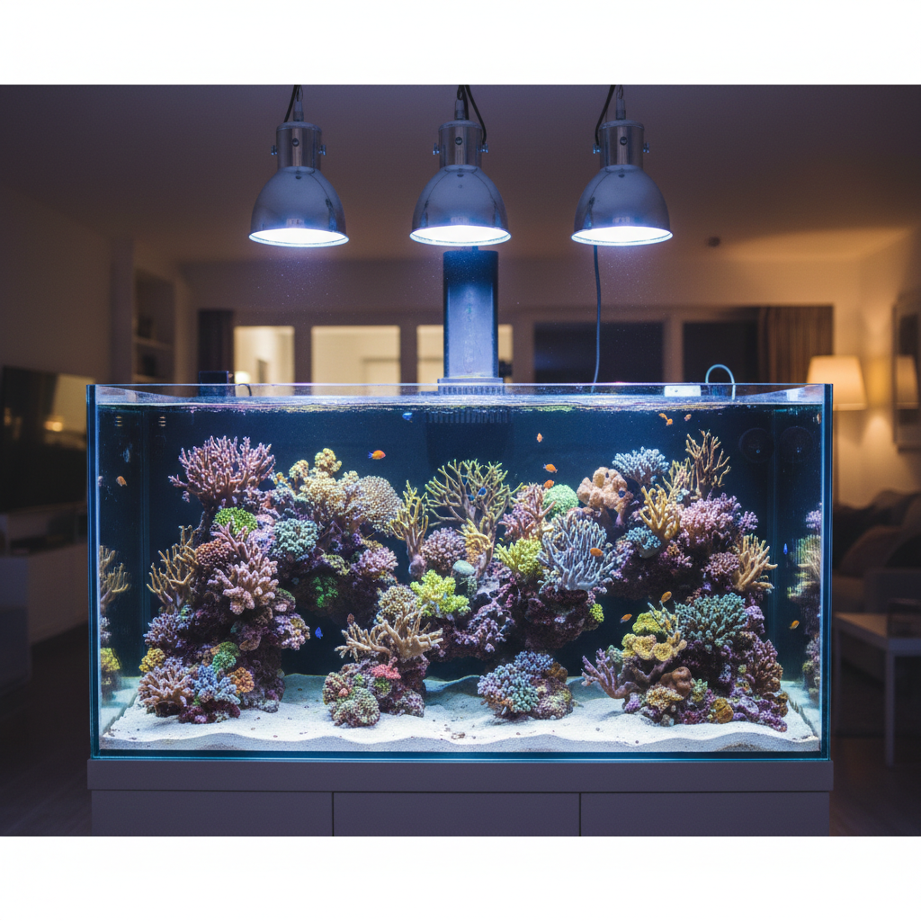 acropora tank lit by metal halides