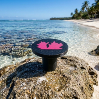 Black 30mm ACROKINGDOM Coral Frag Plug made from reef-safe 3D printed PETG