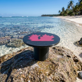 Black 35mm ACROKINGDOM Coral Frag Plug made from reef-safe 3D printed PETG